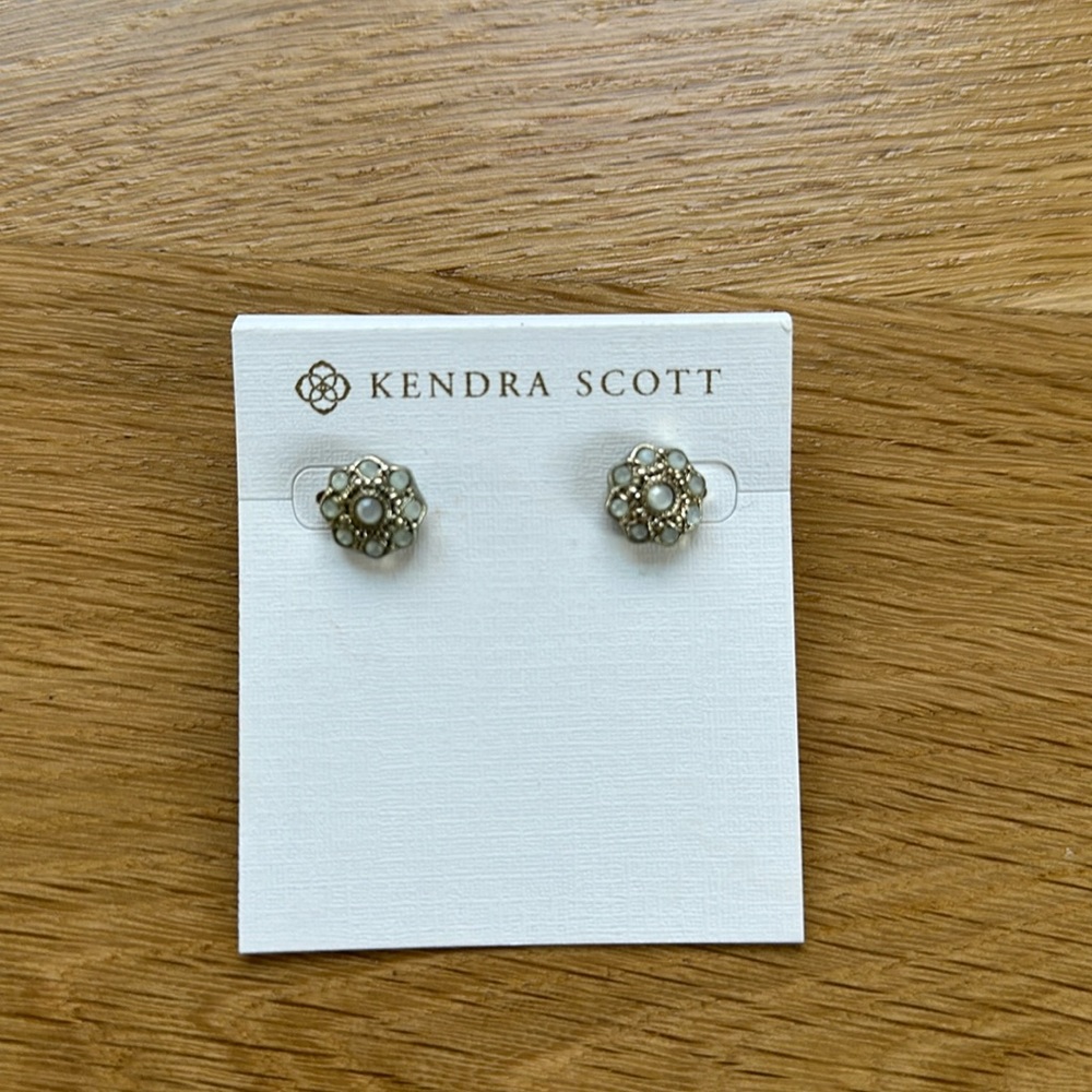 5/$22 gold and pale green earrings